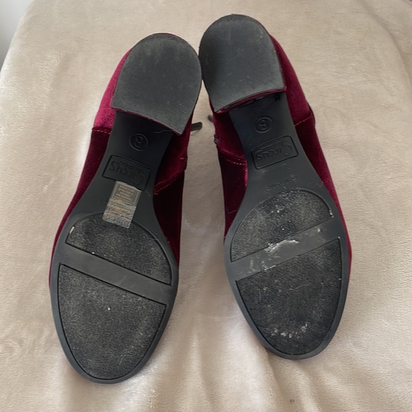 Sam Edelman Taye Velvet Ankle Boots Size 8 Booties Burgundy - Picture 10 of 11